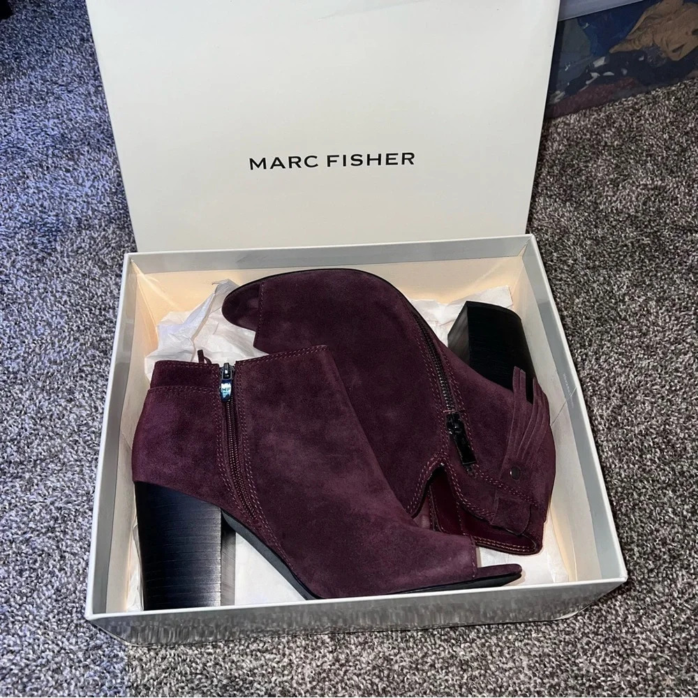 Mark Fisher Peep Toe Suede Booties Size 10M